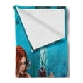 thumbnail image 2 of Mermaid Soft Flannel Fleece Throw Blanket, Lifelike Mermaid Holding a Sea Lily Magic Aquatic World Theme, Cozy Plush for Indoor and Outdoor Use, 50" x 70", Burnt Sienna Pale Blue, by Ambesonne, 2 of 5