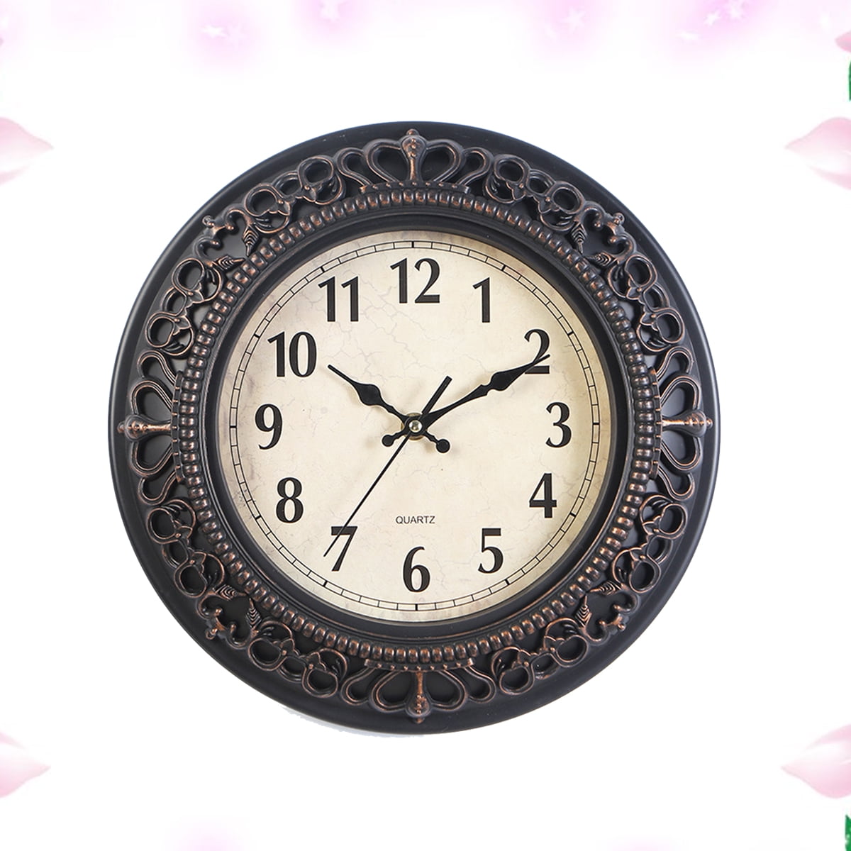 Vintage Dial Clock European Round Carved Silent Clock 3D Large Decorative Wall Clock for Living Room Bedroom Kitchen(Bronze)