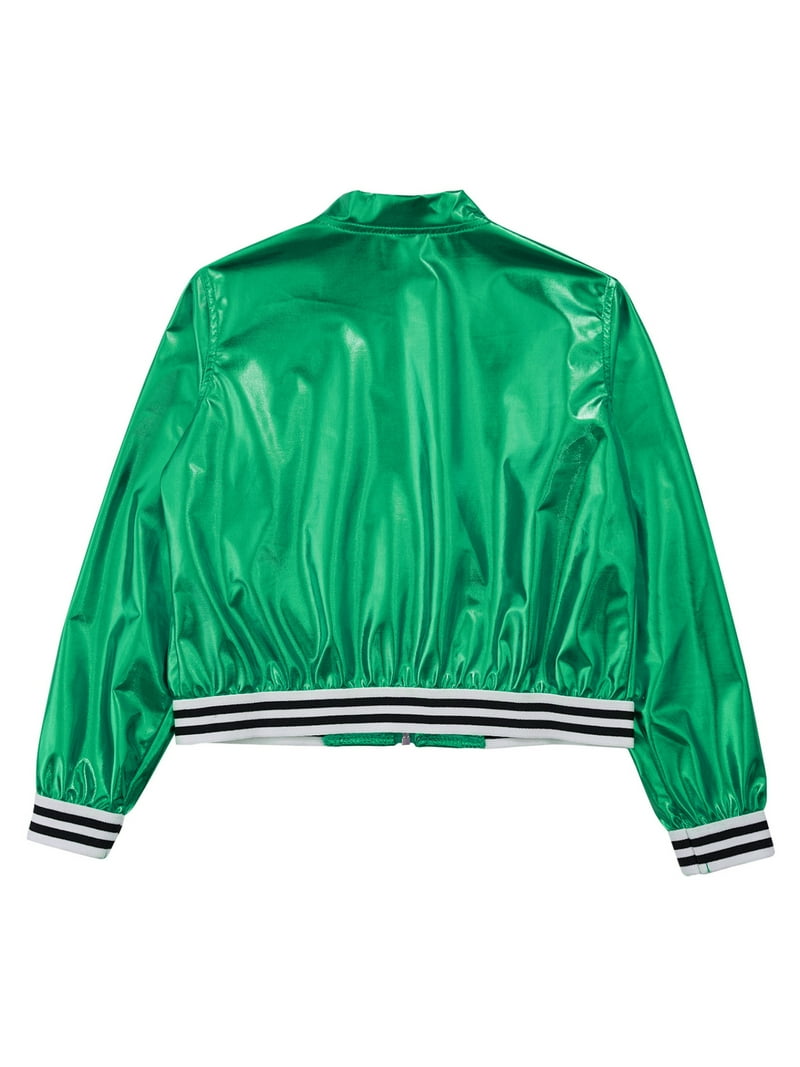 HULIJA Girls Boys Shiny Metallic Long Sleeve Bomber Jacket