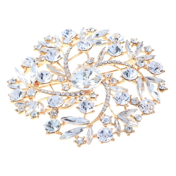 Large Crystal Flower Brooch