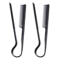 thumbnail image 1 of 2 piezas peines para el cabello plancha de pelo peine en forma de V peines de peluquería herramienta de peinado negro, 1 of 6