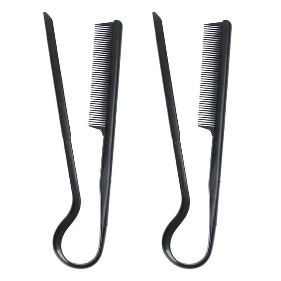 2 piezas peines para el cabello plancha de pelo peine en forma de V peines de peluquería herramienta de peinado negro