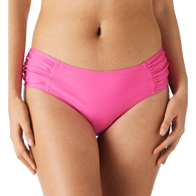 Ocean Blues Women's Full Coverage Bikini Bottom Mid Rise Ruched Sides Swim Bottoms Pink Size 2X-Large