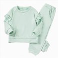 thumbnail image 4 of NOLDARES Baby Girl Clothes Toddler Girl Outfit Crewneck Sweatshirt Long Sleeve Shirt Pants Winter Clothing Set(Mint Green,4-5 Y), 4 of 6