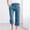 Blue, variant on Plus Size Linen Capris Pants for Women High Waisted Loose Cropped Trousers with Pockets Elastic Waist Drawstring Pants Casual Straight Cropped Pants