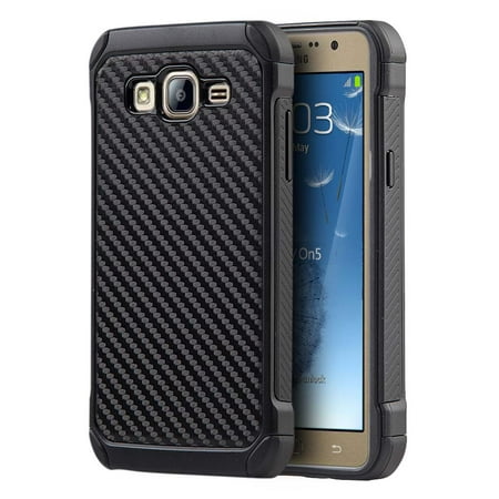 - ON5 CASE, BLACK CARBON FIBER RUGGED TPU HARD CASE COVER FOR SAMSUNG GALAXY ON5 G5500 (T-Mobile, MetroPCS, Unlocked)