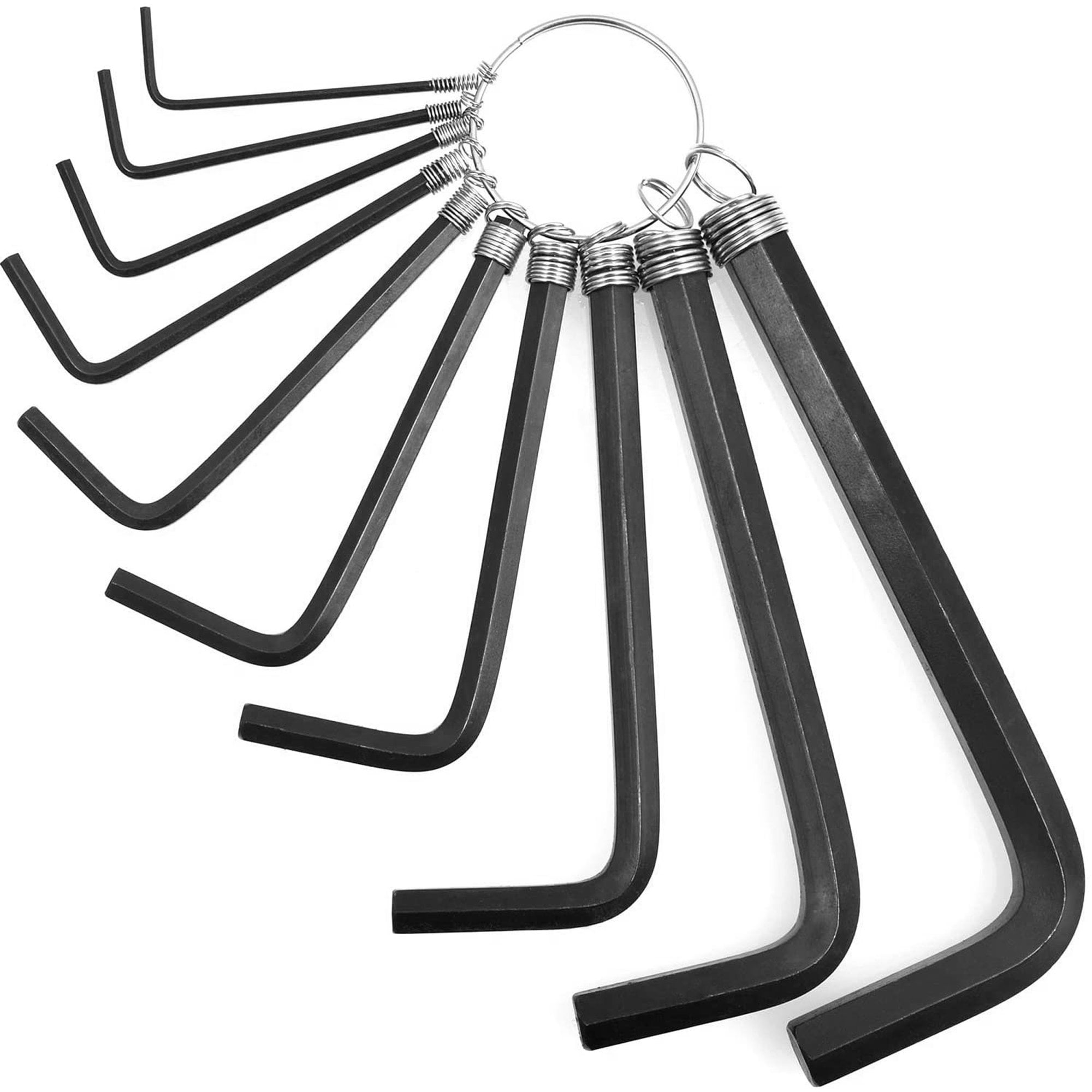 8 pc Hex Key Ring Set The WORKS FOLDABLE Allen Wrench Pocket Tool BRAND NEW 