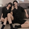 thumbnail image 5 of Pijamas de pareja para mujer, ropa de verano de seda helada, manga corta, ropa de casa de verano para hombre, pijamas de moda y cómodos, 5 of 5