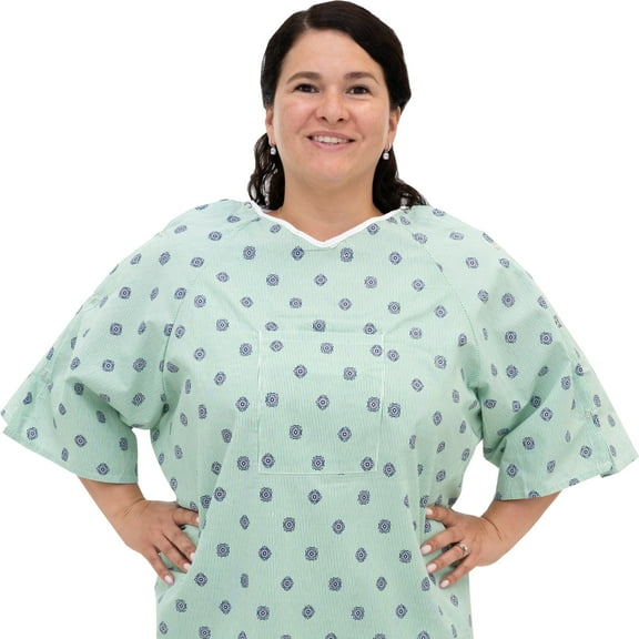 3 Pack - Hospital Gown IV Snap Sleeves - One Size Fits All (Large - 2XL) - Tie Back - Imperial Print