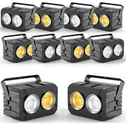 Stage Lights, 180W 2 Eyes LED COB Par, Cool+Warm White LED Blinder Lights, Audience Casting DMX512 & Sound-Activated COB Par Can, Stage Lighting for Party Show Wedding Event, 10 Pack