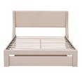 thumbnail image 3 of Tcbosik Queen Size Velvet Upholstered Platform Bed Storage Bed with a Big Drawer - Beige, 3 of 9