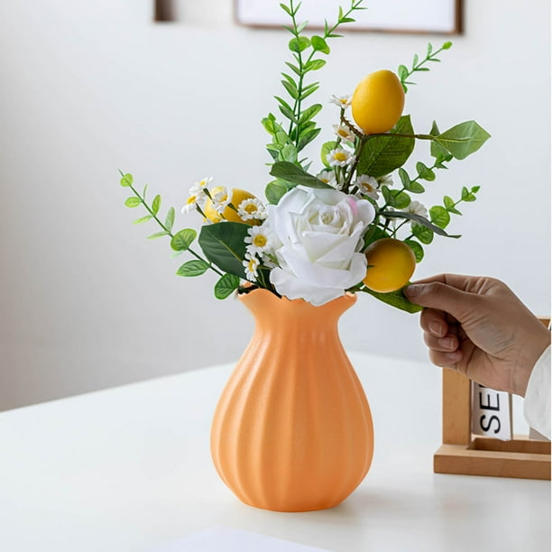 Naranja Mate de Cerámica de Loto en Forma de Florero, Florero Hidropónico para Decoración de Salas de Estar