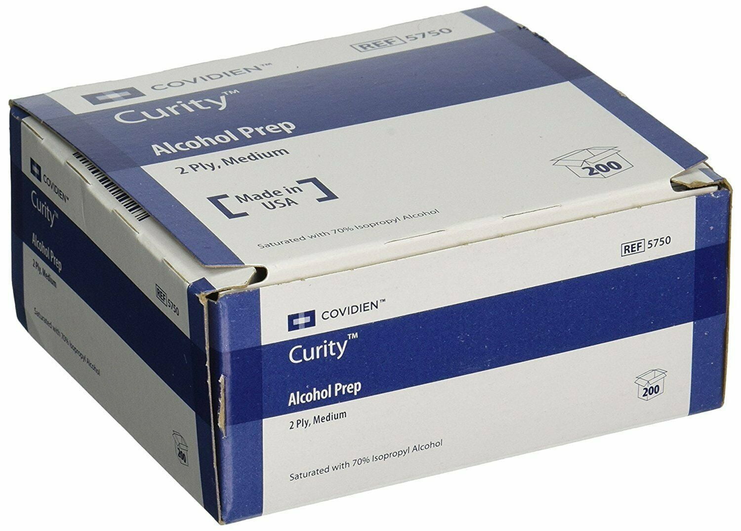 Covidien 5750 Curity Alcohol Prep Sterile Wipes, 2-Ply Medium Pads, 200 Ct