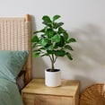 thumbnail image 4 of DR.Planzen Artificial Fiddle Leaf Fig Tree, 25.6 Inch Tall Lifelike Fake Plant in White Pot, Realistic Indoor Ficus Lyrata for Home Office Living Room Decor, 4 of 8
