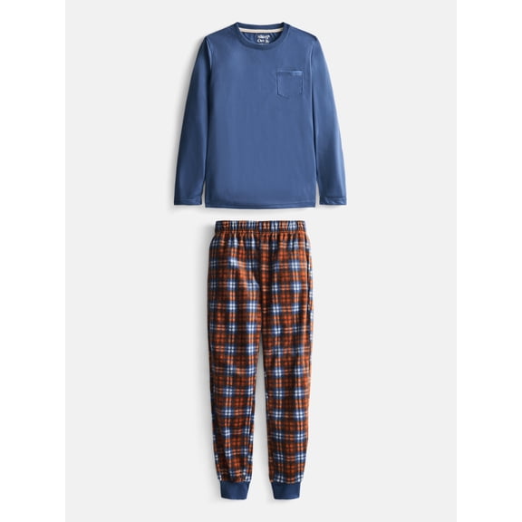 Sleep On It Boys Pocket Tee and Plaid Pants Pajama Set, 2 Piece, Sizes 4-10