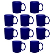 Ceramic Coffee Mugs 11 oz. Set of 10, Bulk Pack - Coffee cup set, Iced coffee cup, Gaming mug - Cobalt Blue