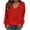 Red-button up blouse, variant on RongHuan Sweatshirt for Women Raglan Long Sleeve V Neck Pullover Sweat Shirts Ladies Fall Lightweight Casual Going Out Tops