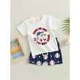 thumbnail image 3 of Wassery Toddler Boys Summer Outfit Sets 6M 12M 18M 24M 3T Infant Baby Boys Clothes Short Sleeve Letter Print Tops + Baseball Print Shorts 0-3T, 3 of 9