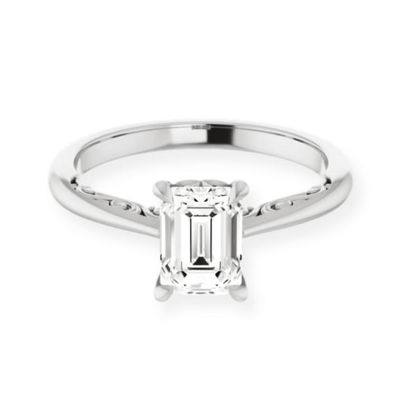 Best Jewel White Gold Over 14K Silver Diamond Ring - Emerald Cut Excellent 1.8 Ct Diamond Ring for Women's - Simple Solitaire Delicate Engagement Rings for Her - Classic Engagement Rings for Wife