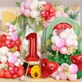 thumbnail image 1 of Kit d'Arche Guirlande de Ballons de Décoration de Fête aux Fraises, 143 Pcs Ballons Assortis Rouges et Roses Ballons en Feuille aux Fraises pour Fournitures de Fête d'Anniversaire Premier Thème Garçon Fille Baie et Décoration de Shower de Bébé, 1 of 6
