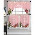 thumbnail image 3 of Pink Christmas Kitchen Curtains Swag Valance and Tier Curtains Set 24 Inch Length, Santa Snowman Snowflake Elk Xmas Tree Rod Pocket Drape Panels Pair Swag Curtains for Bathroom/Cafe/Window, 3 of 6