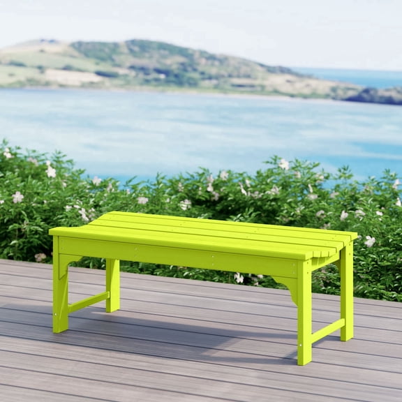 WestinTrends Malibu 46" Outdoor Backless Patio Bench – All-Weather Poly Lumber Garden Bench, Lime