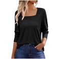 thumbnail image 3 of TaTaai 2026 Fall Women’s Square Neck Crochet Tee Long Sleeve Loose Blouse Casual Solid Color Fashion Top Dots Polyester Daily Shirt Gift, 3 of 9
