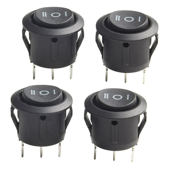 4pcs Momentary Boat Rocker Switch 3 Pin 3 Position(On)-Off-(On) 6A Round Toggle Switch For Mini Cars Autos And Boats