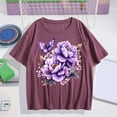 thumbnail image 2 of Pxxlle Summer Going Out Tops for Women Fashion Flower Graphic Tee Shirts Loose Fit Short Sleeve Crewneck T Shirts (Red XL), 2 of 5
