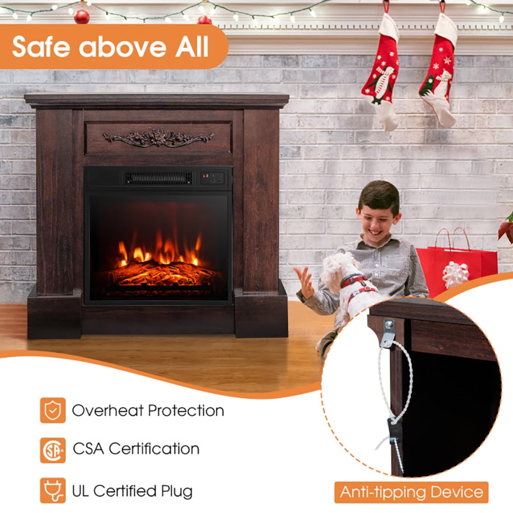 Resenkos Fireplace Heater,Electric Fireplace, 1400W TV Stand Electric Fireplace Mantel with Remote Control-Natural