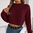 thumbnail image 4 of Lovskoo 2024 Sweaters for Women Trendy Pullover Long Sleeve Round-Neck Blouse Knit Tops Claret, 4 of 7