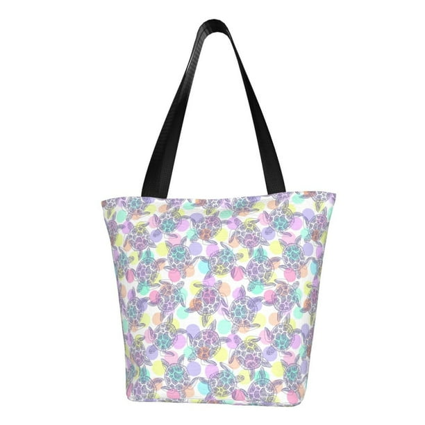 Fotbe Sea Turtles Bolsa de Playa con Estampado, Bolsa de Hombro, Bolsa de Mano Espaciosa, Bolsa de Viaje Ligera, Bolsa de Compras Versátil