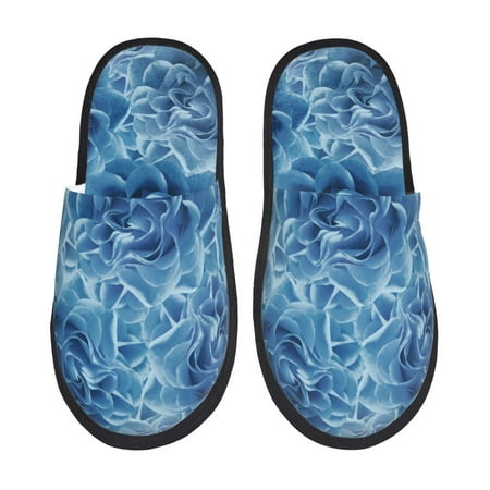 Balery Vintage Floral Slient Indoor Furry Fleece Comfort House Shoes Soft Non-Slip Home Shoes Cotton slippers House Slippers-- Large