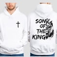thumbnail image 3 of Son of the King Christian Hoodie – Double Sided Lion & Cross Graphic, Bold Faith Streetwear Pullover for Men & Women, 3 of 7