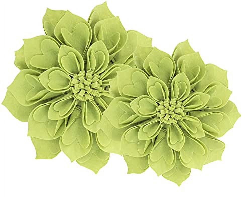 Fennco Styles Handmade 3D Heart-Shaped Petals Flower Decorative Throw Pillow Cover 13 Inch Round - Lime Floral Pillow Case for Couch, Home Décor, Bedroom Décor and Holiday, Housewarming Gift