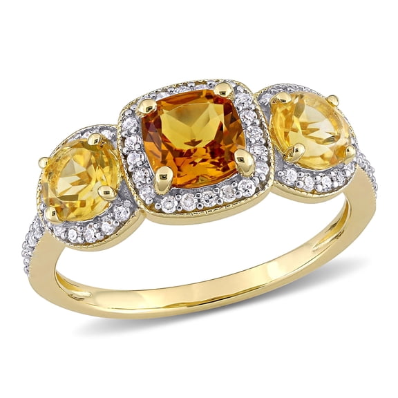 Everly Women's Citrine Yellow Gold Plated Engagement Ring