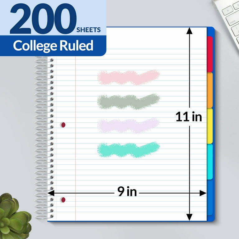 5-Subject Spiral Notebook, College Ruled, 400 Pages photo 6