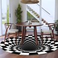 thumbnail image 3 of Round Rugs 6Ft, 3D Optical Illusion Round Area Rug Washable Indoor Throw Carpet, Black White Checkered Gingham Plaid Vortex Soft Non Slip Circle Rug for Office Cabinet Home Decor Aesthetic, 3 of 8
