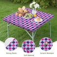 thumbnail image 4 of Pink Purple Checkered Pattern Square Fitted Tablecloth with Elastic Edge,Square Table Cover,Washable Elastic Table Cover for Home Kitchen Party Decor 34"x34", 4 of 6