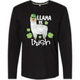 thumbnail image 3 of Inktastic St. Patrick's Day Llama Be Irish with Green Shamrocks Long Sleeve T-Shirt, 3 of 5