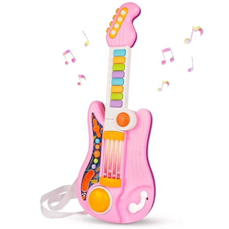 Unbranded 2-in-1 Kids Toy Guitar and Piano Keyboard Foldable Musical Instrument for Toddlers 3-5 Light Up Learning Toy with Infrared Sensors