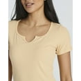 thumbnail image 3 of Real Essentials 4 Pack: Women's Soft Ribbed Knit Split Neck T-Shirt - Casual Office Summer Top (Available In Plus), 3 of 6