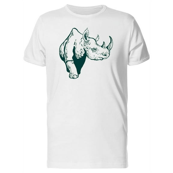 Rhinoceros Green Outline T-Shirt Men -Image by Shutterstock, Male XX-Large