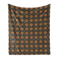 thumbnail image 1 of Antique Oriental Soft Flannel Fleece Throw Blanket, Sun Inspired Circular Art Deco Motifs Pattern, Cozy Plush for Indoor and Outdoor Use, 50" x 70", Apricot Dark Blue, by Ambesonne, 1 of 5