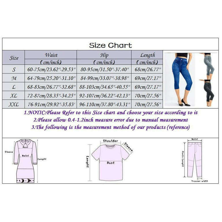 Pgeraug Leggings for Women Capris Imitation Jeans Leggings High Waist  Elastic Leggings Pants for Women Gray Xl 