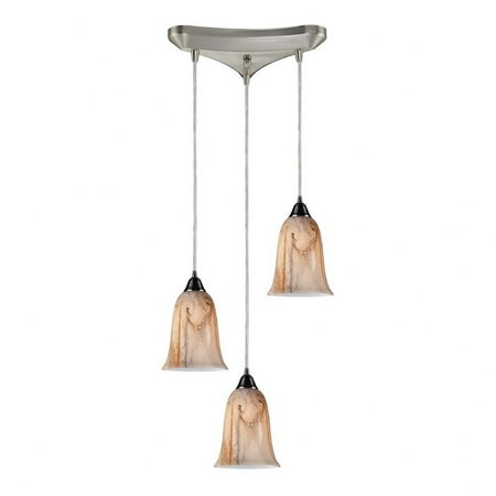 

Three Light Linear Pendant Satin Nickel Finish with Marbleized Amber Glass Bailey Street Home 2499-Bel-1631726