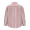thumbnail image 5 of YLSDY Casual Men’s Button-Down Long Sleeve Shirts Striped Dress Shirts Cotton Linen Beach Tops Flip Collar Summer Fashion Shrits Pink L, 5 of 6