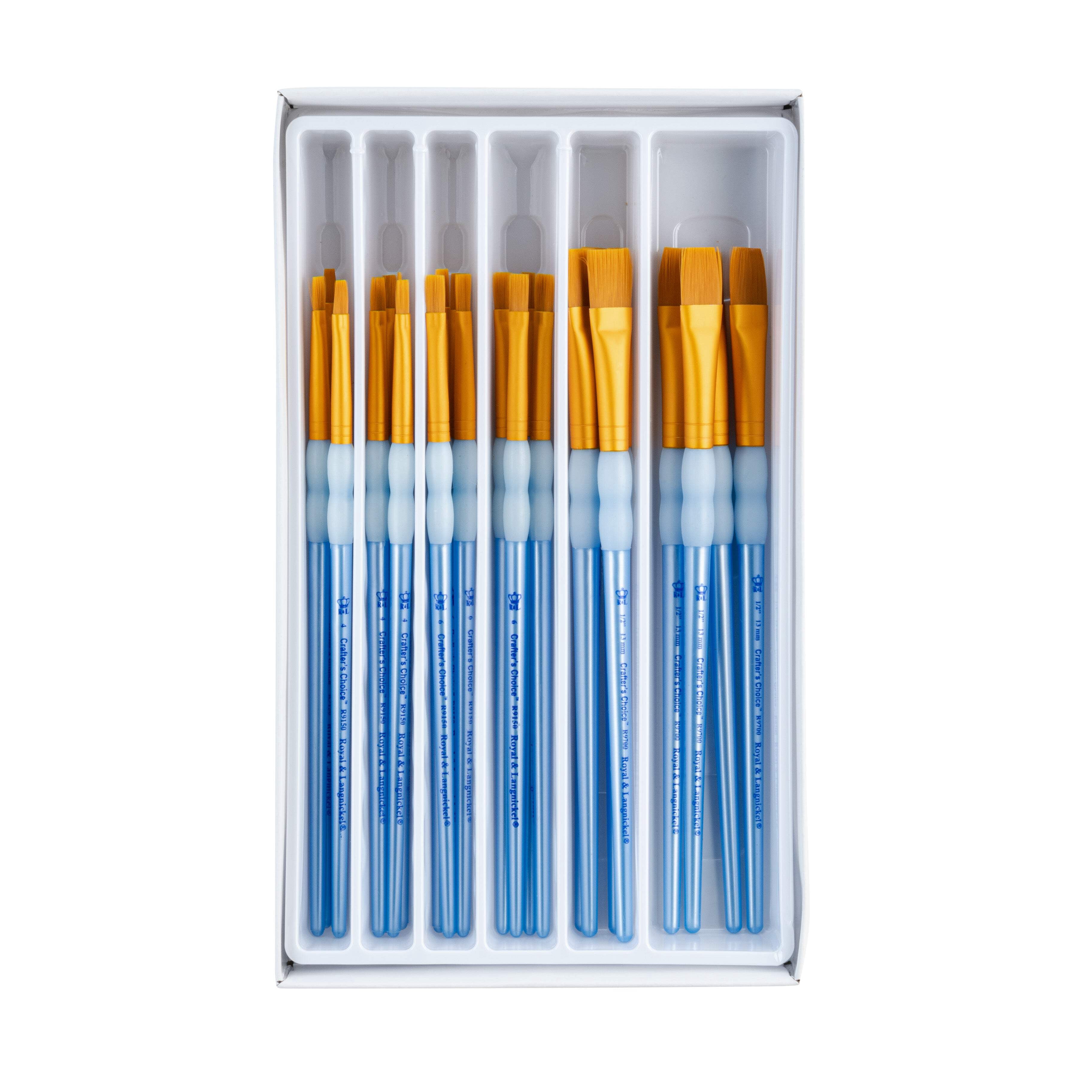 Royal & Langnickel Crafter's Choice™ Gold Taklon 24pc Shader Brush Assortment
