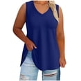 thumbnail image 4 of BLVB Womens Plus Size Tank Tops Summer Sleeveless V Neck T Shirts Casual Loose Fit Side Slit Basic Tees Tunic Tops, 4 of 6