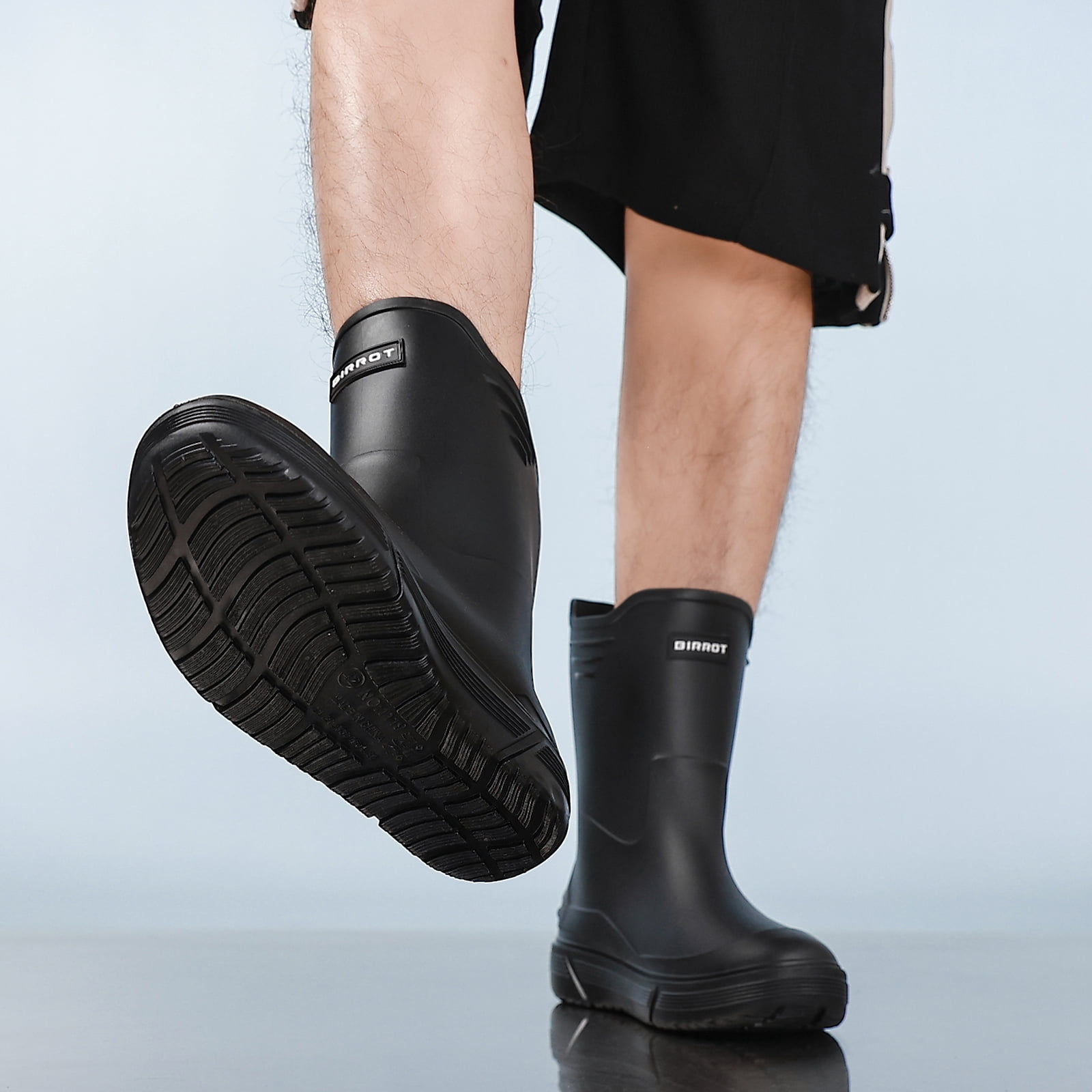 HSBDNZQ Rain Boots for Men Waterproof Fashionable Rubber Boots Non-slip Outdoor Garden Boots Mid Calf Muck Work Shoes Comfort Lightweight Rainboots for Fishing Climbing